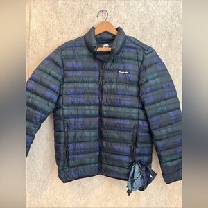 Roots Down 700 plaid packable women’s Blue and Green Puffer XS Jacket